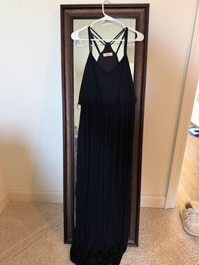Maternity Black Strappy Maxi Dress